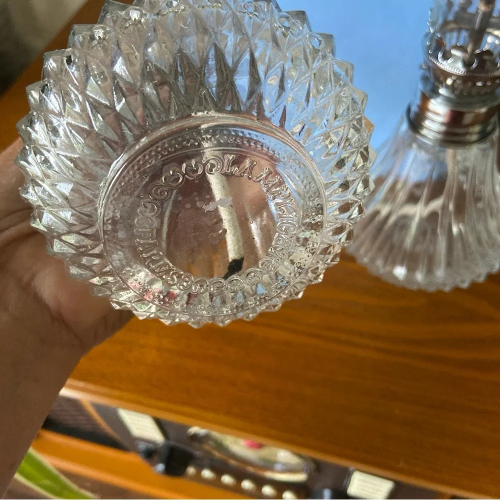 Vintage Glass Lanterns with Silver Accents